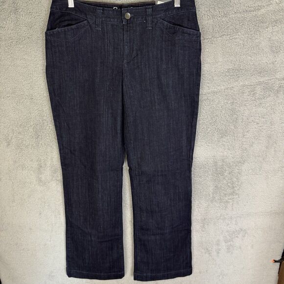 Eddie Bauer Jeans Women’s 10 Blue Trouser Denim Stretch Dark Wash NWT - Picture 1 of 11